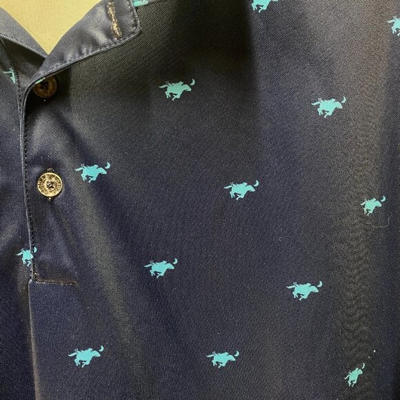 Adidas Prime Green Polo Shirt Men XL Navy Pony Print Performance Golf Athleisure - Picture 3 of 11